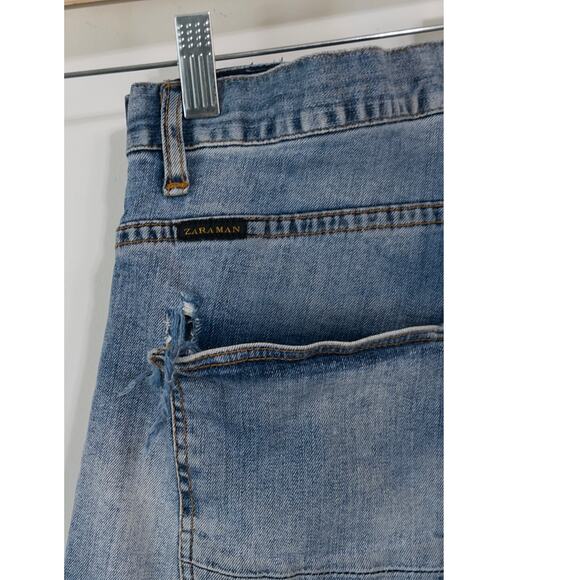 ZARA MAN Jeans Distressed Slim Fit Light Wash Denim sz 36 Thrashed Streetwear - Picture 6 of 6